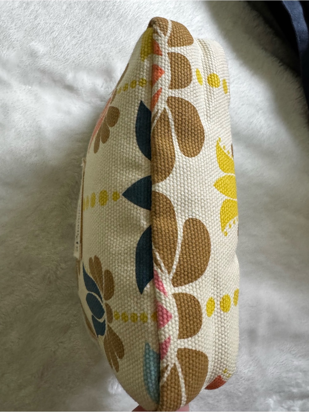 Primrose Hill London 4x6 Cream Brown Blue Floral Zip Makeup Jewelry Toiletry Bag - Picture 3 of 9